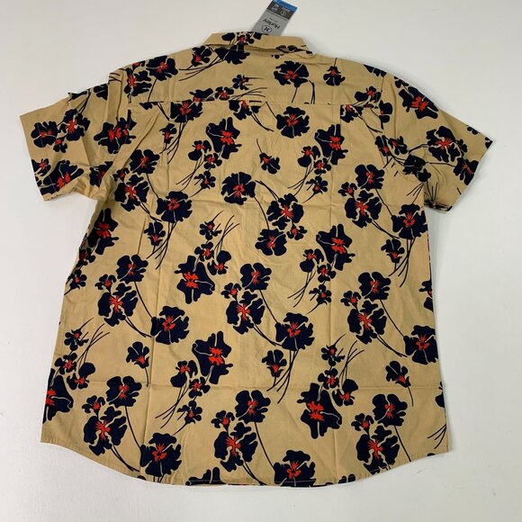 Hurley Men's Shirt L Button Front Hawaiian Stretch Shirt Tan Floral Print L - Picture 6 of 8